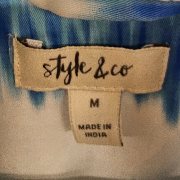 Style & Co Blue White Grungy Striped Utility Jacket Beach M - Picture 12 of 15